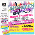 dance a thon fundraiser event flyer raffle ticket and entry ticket templates